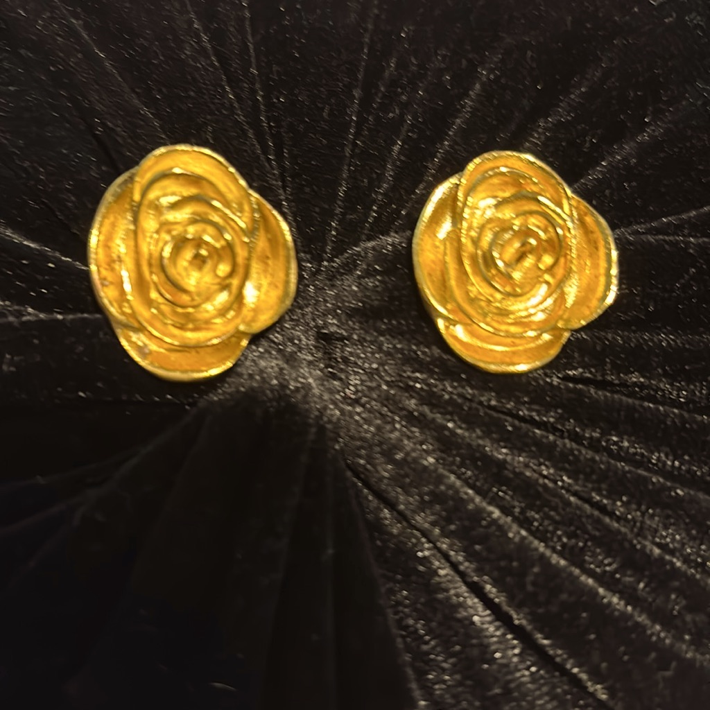 Gold Rose Design Earrings
